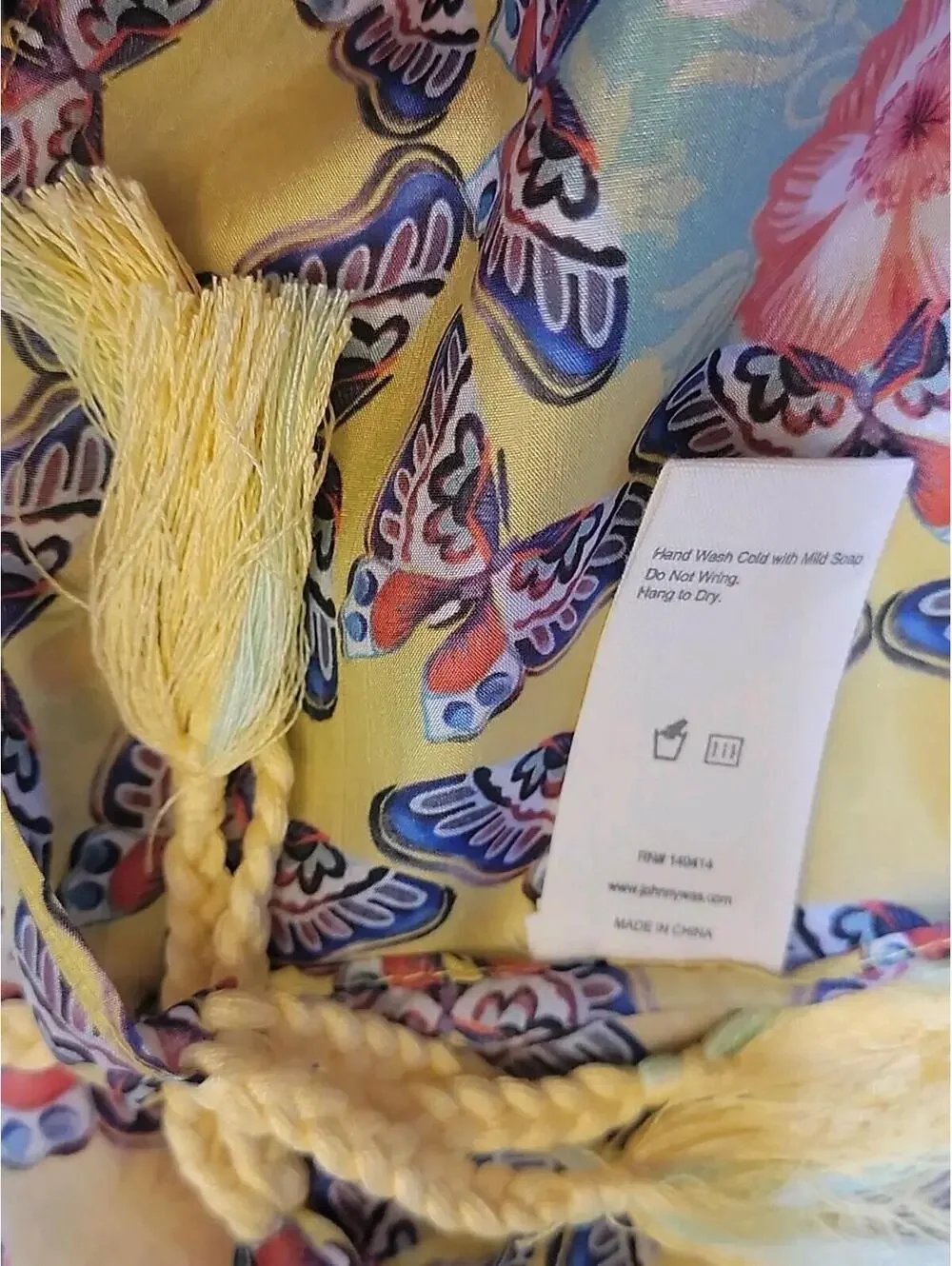 Johnny Was Charlie Print Silk Square Scarf With Tassels Silk Floral NEW #A